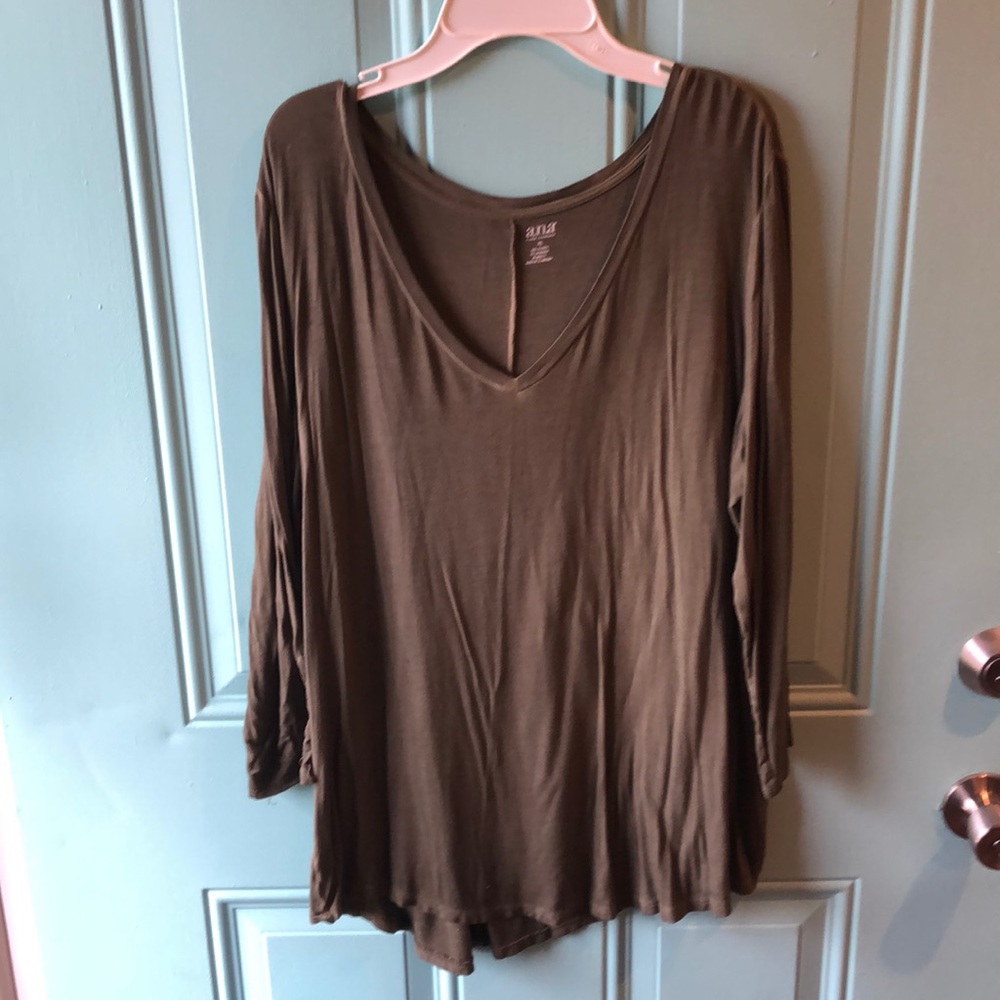 Ana sz. XL olive green 3/4 sleeve t-shirt (soft)